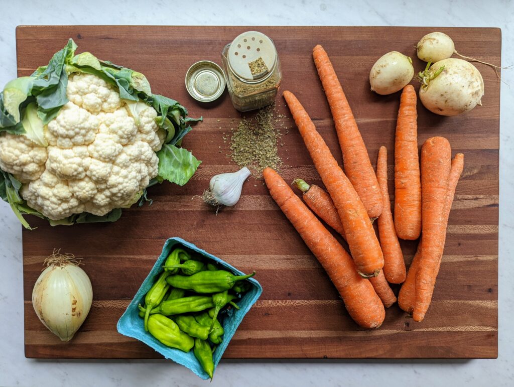 Ingredients for Spicy Cauliflower and Carrots