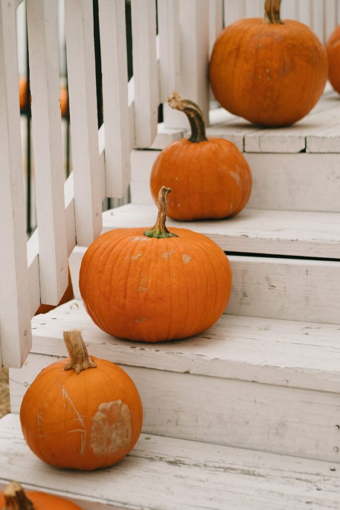 pumpkins on the stairs
