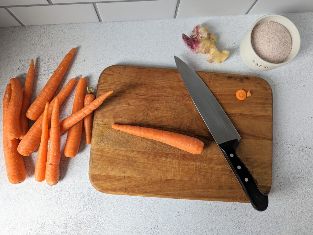 Carrot ginger kraut prep